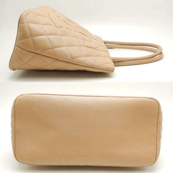 Chanel Tote Bag Caviar Skin Beige Matelasse - Picture 2 of 8
